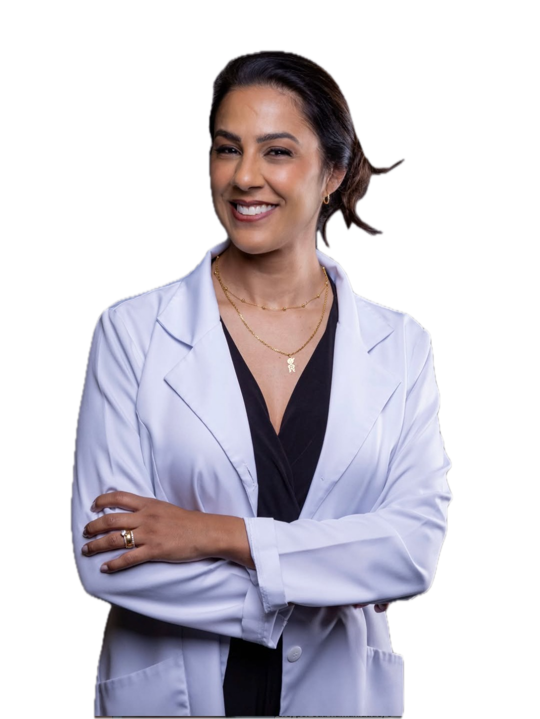 Fernanda Cardoso, fisioterapeuta, de jaleco branco